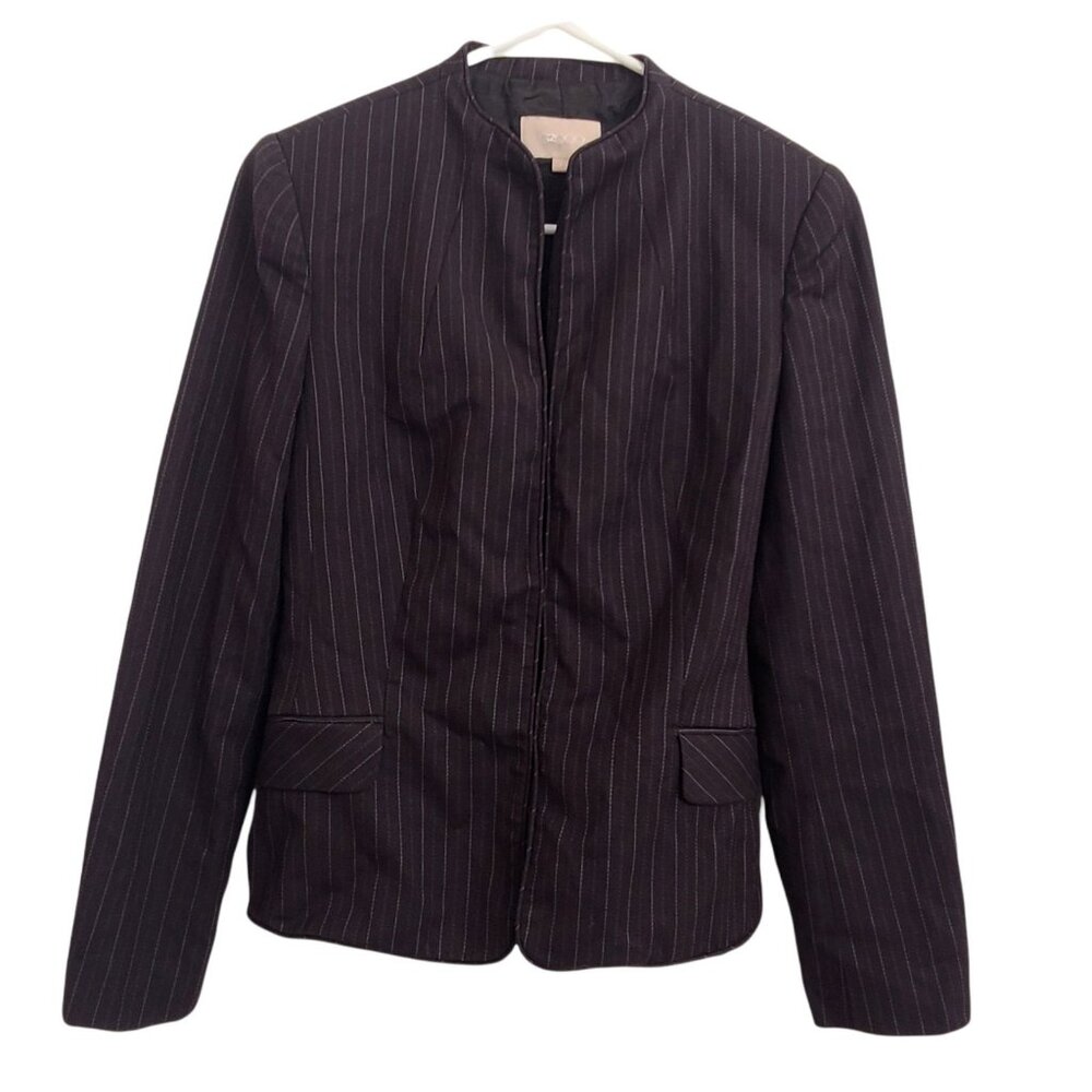 G2000 Blazer Size 7 Juniors Black Pinstripe Wool Blend Long Sleeve Hook Closure